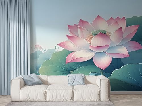 Selbstklebende Tapete Lotus Aquarell Wandbilder, Vlies Fototapete mit Botanisch Blühende Blume Motiv, 3D Effekt Wandtapete Deko, Abziehen & Aufkleben, 200x140 cm - F-448 Selbstklebende Tapete Lotus Aquarell Wandbilder, Vlies Fototapete mit Botanisch Blühende Blume Motiv, 3D Effekt Wandtapete Deko, Abziehen & Aufkleben, 200x140 cm - F-448 von Boceoey
