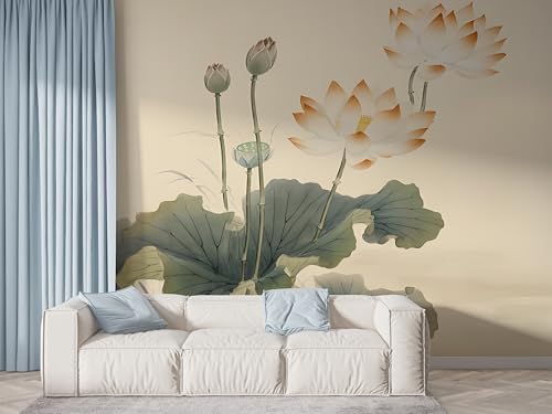 Selbstklebende Tapete Lotus Aquarell Wandbilder, Vlies Fototapete mit Botanisch Blühende Blume Motiv, 3D Effekt Wandtapete Deko, Abziehen & Aufkleben, 200x140 cm - F-490 Selbstklebende Tapete Lotus Aquarell Wandbilder, Vlies Fototapete mit Botanisch Blühende Blume Motiv, 3D Effekt Wandtapete Deko, Abziehen & Aufkleben, 200x140 cm - F-490 von Boceoey