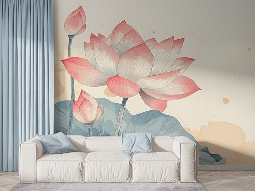 Selbstklebende Tapete Lotus Aquarell Wandbilder, Vlies Fototapete mit Botanisch Blühende Blume Motiv, 3D Effekt Wandtapete Deko, Abziehen & Aufkleben, 400x280 cm - F-460 Selbstklebende Tapete Lotus Aquarell Wandbilder, Vlies Fototapete mit Botanisch Blühende Blume Motiv, 3D Effekt Wandtapete Deko, Abziehen & Aufkleben, 400x280 cm - F-460 von Boceoey