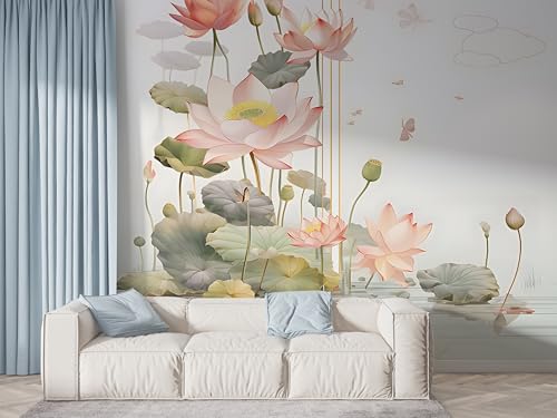 Selbstklebende Tapete Lotus Aquarell Wandbilder, Vlies Fototapete mit Botanisch Blühende Blume Motiv, 3D Effekt Wandtapete Deko, Abziehen & Aufkleben, 400x280 cm - F-472 Selbstklebende Tapete Lotus Aquarell Wandbilder, Vlies Fototapete mit Botanisch Blühende Blume Motiv, 3D Effekt Wandtapete Deko, Abziehen & Aufkleben, 400x280 cm - F-472 von Boceoey