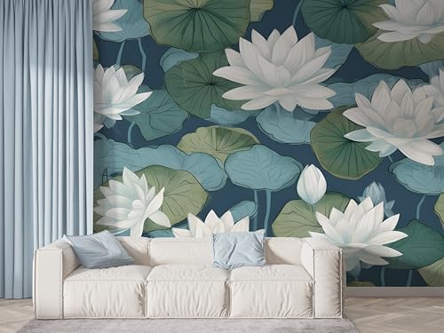 Selbstklebende Tapete Lotus Aquarell Wandbilder, Vlies Fototapete mit Botanisch Blühende Blume Motiv, 3D Effekt Wandtapete Deko, Abziehen & Aufkleben, 450x315 cm - F-478 Selbstklebende Tapete Lotus Aquarell Wandbilder, Vlies Fototapete mit Botanisch Blühende Blume Motiv, 3D Effekt Wandtapete Deko, Abziehen & Aufkleben, 450x315 cm - F-478 von Boceoey