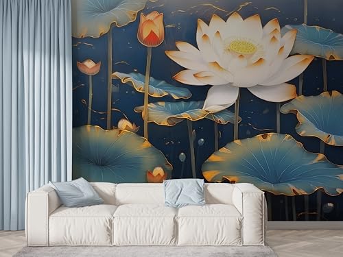Selbstklebende Tapete Lotus Aquarell Wandbilder, Vlies Fototapete mit Botanisch Blühende Blume Motiv, 3D Effekt Wandtapete Deko, Abziehen & Aufkleben, 450x315 cm - F-484 Selbstklebende Tapete Lotus Aquarell Wandbilder, Vlies Fototapete mit Botanisch Blühende Blume Motiv, 3D Effekt Wandtapete Deko, Abziehen & Aufkleben, 450x315 cm - F-484 von Boceoey