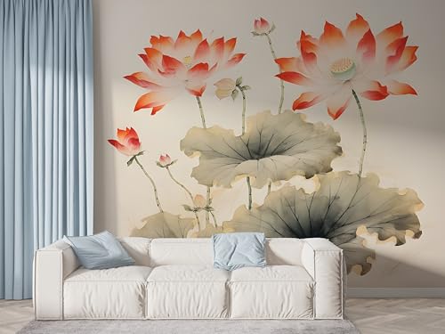 Selbstklebende Tapete Lotus Aquarell Wandbilder, Vlies Fototapete mit Botanisch Blühende Blume Motiv, 3D Effekt Wandtapete Deko, Abziehen & Aufkleben, 450x315 cm - F-502 Selbstklebende Tapete Lotus Aquarell Wandbilder, Vlies Fototapete mit Botanisch Blühende Blume Motiv, 3D Effekt Wandtapete Deko, Abziehen & Aufkleben, 450x315 cm - F-502 von Boceoey