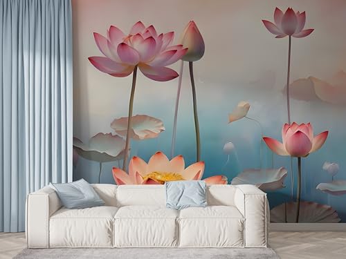 Selbstklebende Tapete Lotus Blumen Wandbilder, Vlies Fototapete mit Pflanzenteich Seerose Motiv, 3D Effekt Wandtapete Deko, Abziehen & Aufkleben, 250x175 cm - F-413 Selbstklebende Tapete Lotus Blumen Wandbilder, Vlies Fototapete mit Pflanzenteich Seerose Motiv, 3D Effekt Wandtapete Deko, Abziehen & Aufkleben, 250x175 cm - F-413 von Boceoey
