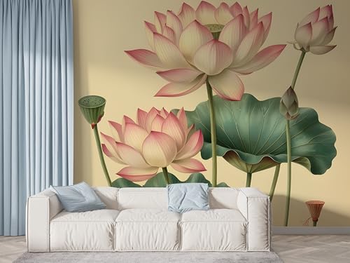 Selbstklebende Tapete Lotus Botanisch Wandbilder, Vlies Fototapete mit Orientalische Blumen Aquarell Motiv, 3D Effekt Wandtapete Deko, Abziehen & Aufkleben, 150x100 cm - F-458 Selbstklebende Tapete Lotus Botanisch Wandbilder, Vlies Fototapete mit Orientalische Blumen Aquarell Motiv, 3D Effekt Wandtapete Deko, Abziehen & Aufkleben, 150x100 cm - F-458 von Boceoey