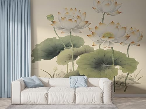 Selbstklebende Tapete Lotus Botanisch Wandbilder, Vlies Fototapete mit Orientalische Blumen Aquarell Motiv, 3D Effekt Wandtapete Deko, Abziehen & Aufkleben, 200x140 cm - F-500 Selbstklebende Tapete Lotus Botanisch Wandbilder, Vlies Fototapete mit Orientalische Blumen Aquarell Motiv, 3D Effekt Wandtapete Deko, Abziehen & Aufkleben, 200x140 cm - F-500 von Boceoey
