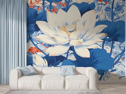 Selbstklebende Tapete Lotus Botanisch Wandbilder, Vlies Fototapete mit Orientalische Blumen Aquarell Motiv, 3D Effekt Wandtapete Deko, Abziehen & Aufkleben, 200x140 cm - F-530 Selbstklebende Tapete Lotus Botanisch Wandbilder, Vlies Fototapete mit Orientalische Blumen Aquarell Motiv, 3D Effekt Wandtapete Deko, Abziehen & Aufkleben, 200x140 cm - F-530 von Boceoey