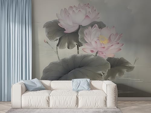 Selbstklebende Tapete Lotus Botanisch Wandbilder, Vlies Fototapete mit Orientalische Blumen Aquarell Motiv, 3D Effekt Wandtapete Deko, Abziehen & Aufkleben, 350x256 cm - F-488 Selbstklebende Tapete Lotus Botanisch Wandbilder, Vlies Fototapete mit Orientalische Blumen Aquarell Motiv, 3D Effekt Wandtapete Deko, Abziehen & Aufkleben, 350x256 cm - F-488 von Boceoey