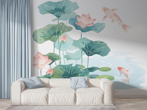 Selbstklebende Tapete Lotus Floral Wandbilder, Vlies Fototapete mit Botanisch Aquarell Motiv, 3D Effekt Wandtapete Deko, Abziehen & Aufkleben, 400x280 cm - F-433 Selbstklebende Tapete Lotus Floral Wandbilder, Vlies Fototapete mit Botanisch Aquarell Motiv, 3D Effekt Wandtapete Deko, Abziehen & Aufkleben, 400x280 cm - F-433 von Boceoey