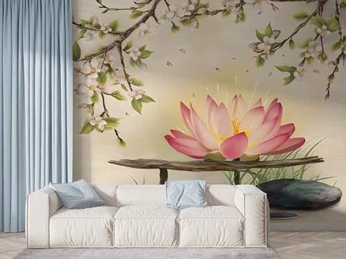 Selbstklebende Tapete Lotus Floral Wandbilder, Vlies Fototapete mit Botanisch Aquarell Motiv, 3D Effekt Wandtapete Deko, Abziehen & Aufkleben, 400x280 cm - F-439 Selbstklebende Tapete Lotus Floral Wandbilder, Vlies Fototapete mit Botanisch Aquarell Motiv, 3D Effekt Wandtapete Deko, Abziehen & Aufkleben, 400x280 cm - F-439 von Boceoey