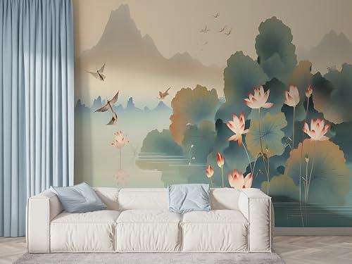 Selbstklebende Tapete Lotus Orientalische Blumen Wandbilder, Vlies Fototapete mit Botanisch Seerose Motiv, 3D Effekt Wandtapete Deko, Abziehen & Aufkleben, 100x70 cm - F-504 Selbstklebende Tapete Lotus Orientalische Blumen Wandbilder, Vlies Fototapete mit Botanisch Seerose Motiv, 3D Effekt Wandtapete Deko, Abziehen & Aufkleben, 100x70 cm - F-504 von Boceoey