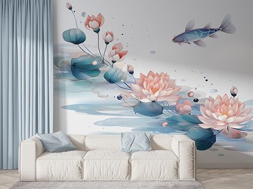 Selbstklebende Tapete Lotus Orientalische Blumen Wandbilder, Vlies Fototapete mit Botanisch Seerose Motiv, 3D Effekt Wandtapete Deko, Abziehen & Aufkleben, 200x140 cm - F-474 Selbstklebende Tapete Lotus Orientalische Blumen Wandbilder, Vlies Fototapete mit Botanisch Seerose Motiv, 3D Effekt Wandtapete Deko, Abziehen & Aufkleben, 200x140 cm - F-474 von Boceoey