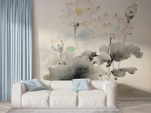 Selbstklebende Tapete Lotus Orientalische Blumen Wandbilder, Vlies Fototapete mit Botanisch Seerose Motiv, 3D Effekt Wandtapete Deko, Abziehen & Aufkleben, 200x140 cm - F-492 Selbstklebende Tapete Lotus Orientalische Blumen Wandbilder, Vlies Fototapete mit Botanisch Seerose Motiv, 3D Effekt Wandtapete Deko, Abziehen & Aufkleben, 200x140 cm - F-492 von Boceoey