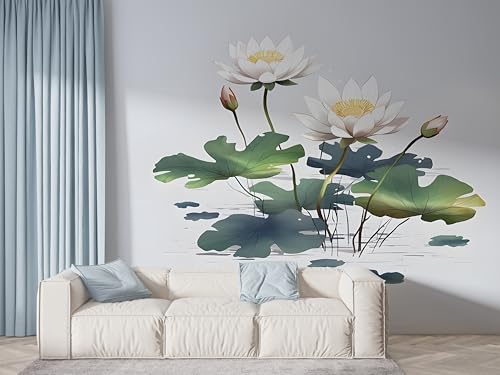 Selbstklebende Tapete Lotus Orientalische Blumen Wandbilder, Vlies Fototapete mit Botanisch Seerose Motiv, 3D Effekt Wandtapete Deko, Abziehen & Aufkleben, 450x315 cm - F-462 Selbstklebende Tapete Lotus Orientalische Blumen Wandbilder, Vlies Fototapete mit Botanisch Seerose Motiv, 3D Effekt Wandtapete Deko, Abziehen & Aufkleben, 450x315 cm - F-462 von Boceoey