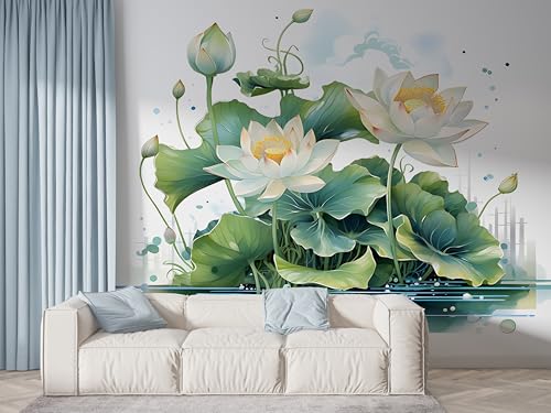 Selbstklebende Tapete Lotus Orientalische Blumen Wandbilder, Vlies Fototapete mit Botanisch Seerose Motiv, 3D Effekt Wandtapete Deko, Abziehen & Aufkleben, 450x315 cm - F-480 Selbstklebende Tapete Lotus Orientalische Blumen Wandbilder, Vlies Fototapete mit Botanisch Seerose Motiv, 3D Effekt Wandtapete Deko, Abziehen & Aufkleben, 450x315 cm - F-480 von Boceoey