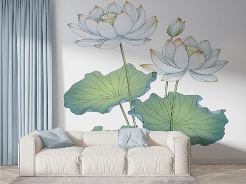 Selbstklebende Tapete Lotus Orientalische Blumen Wandbilder, Vlies Fototapete mit Botanisch Seerose Motiv, 3D Effekt Wandtapete Deko, Abziehen & Aufkleben, 450x315 cm - F-486 Selbstklebende Tapete Lotus Orientalische Blumen Wandbilder, Vlies Fototapete mit Botanisch Seerose Motiv, 3D Effekt Wandtapete Deko, Abziehen & Aufkleben, 450x315 cm - F-486 von Boceoey