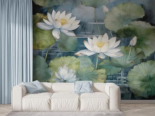 Selbstklebende Tapete Lotus Orientalische Blumen Wandbilder, Vlies Fototapete mit Botanisch Seerose Motiv, 3D Effekt Wandtapete Deko, Abziehen & Aufkleben, 450x315 cm - F-528 Selbstklebende Tapete Lotus Orientalische Blumen Wandbilder, Vlies Fototapete mit Botanisch Seerose Motiv, 3D Effekt Wandtapete Deko, Abziehen & Aufkleben, 450x315 cm - F-528 von Boceoey