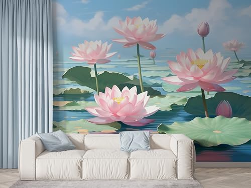 Selbstklebende Tapete Lotus Seerose Wandbilder, Vlies Fototapete mit Pflanzen Orientalische Blumen Motiv, 3D Effekt Wandtapete Deko, Abziehen & Aufkleben, 150x100 cm - F-423 Selbstklebende Tapete Lotus Seerose Wandbilder, Vlies Fototapete mit Pflanzen Orientalische Blumen Motiv, 3D Effekt Wandtapete Deko, Abziehen & Aufkleben, 150x100 cm - F-423 von Boceoey
