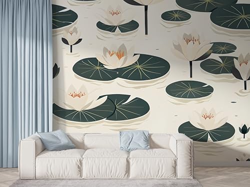 Selbstklebende Tapete Lotus Seerose Wandbilder, Vlies Fototapete mit Pflanzen Orientalische Blumen Motiv, 3D Effekt Wandtapete Deko, Abziehen & Aufkleben, 300x210 cm - F-411 Selbstklebende Tapete Lotus Seerose Wandbilder, Vlies Fototapete mit Pflanzen Orientalische Blumen Motiv, 3D Effekt Wandtapete Deko, Abziehen & Aufkleben, 300x210 cm - F-411 von Boceoey