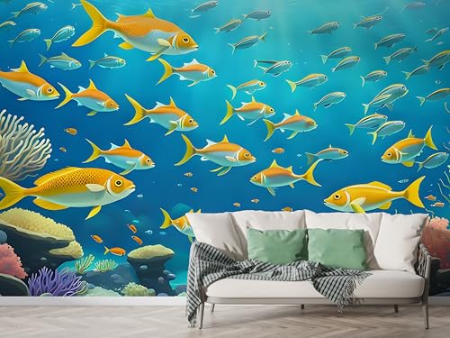 Selbstklebende Tapete Meer Fisch Wandbilder, Vlies Fototapete mit Koralle Meereslebewesen Motiv, 3D Effekt Wandtapete Deko, Abziehen & Aufkleben, 100x70 cm - F-304 Selbstklebende Tapete Meer Fisch Wandbilder, Vlies Fototapete mit Koralle Meereslebewesen Motiv, 3D Effekt Wandtapete Deko, Abziehen & Aufkleben, 100x70 cm - F-304 von Boceoey