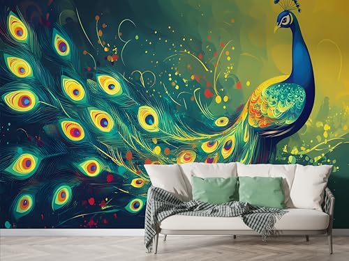 Selbstklebende Tapete Pfau Feder Wandbilder, Vlies Fototapete mit Abstrakt Bohème Motiv, 3D Effekt Wandtapete Deko, Abziehen & Aufkleben, 400x280 cm - F-290 Selbstklebende Tapete Pfau Feder Wandbilder, Vlies Fototapete mit Abstrakt Bohème Motiv, 3D Effekt Wandtapete Deko, Abziehen & Aufkleben, 400x280 cm - F-290 von Boceoey