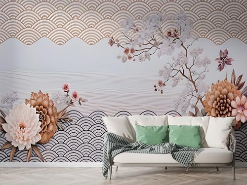 Selbstklebende Tapete Pfingstrose Geometrisch Wandbilder, Vlies Fototapete mit Aquarell Blumen Modern Motiv, 3D Effekt Wandtapete Deko, Abziehen & Aufkleben, 150x100 cm - F-337 Selbstklebende Tapete Pfingstrose Geometrisch Wandbilder, Vlies Fototapete mit Aquarell Blumen Modern Motiv, 3D Effekt Wandtapete Deko, Abziehen & Aufkleben, 150x100 cm - F-337 von Boceoey