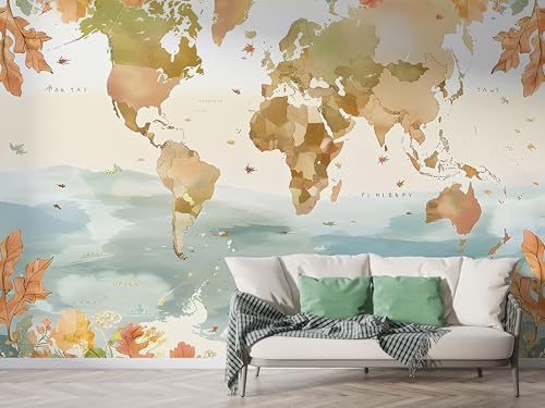 Selbstklebende Tapete Weltkarte Aquarell Wandbilder, Vlies Fototapete mit Welt Global Motiv, 3D Effekt Wandtapete Deko, Abziehen & Aufkleben, 450x315 cm - F-168 Selbstklebende Tapete Weltkarte Aquarell Wandbilder, Vlies Fototapete mit Welt Global Motiv, 3D Effekt Wandtapete Deko, Abziehen & Aufkleben, 450x315 cm - F-168 von Boceoey
