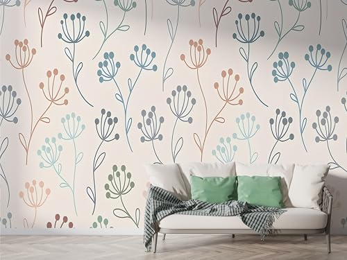 Selbstklebende Tapete Wildblume Aquarell Wandbilder, Vlies Fototapete mit Garten Botanisch Motiv, 3D Effekt Wandtapete Deko, Abziehen & Aufkleben, 450x315 cm - F-283 Selbstklebende Tapete Wildblume Aquarell Wandbilder, Vlies Fototapete mit Garten Botanisch Motiv, 3D Effekt Wandtapete Deko, Abziehen & Aufkleben, 450x315 cm - F-283 von Boceoey