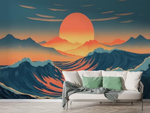 Sonnenuntergang Selbstklebende Tapete Ukiyo-E Wandbilder, Vlies Fototapete mit Berg Landschaft Motiv, 3D Effekt Wandtapete Deko, Abziehen & Aufkleben, 450x315 cm - M-555 Sonnenuntergang Selbstklebende Tapete Ukiyo-E Wandbilder, Vlies Fototapete mit Berg Landschaft Motiv, 3D Effekt Wandtapete Deko, Abziehen & Aufkleben, 450x315 cm - M-555 von Boceoey