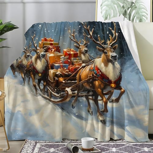 Weihnachtsdecke - Kuscheldecke Flauschig Weihnachtsrentier Decke - Fleecedecke Schnee, Weiche Warme Decke Sofa, Flauschige Wohndecke als Sofadecke Couchdecke, XL Decken Deko, 150x200 Y-811 von Boceoey