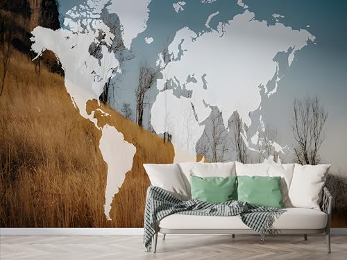 Weltkarte Wiese Tapete, Landschaft Fototapete, Himmel Wandpapier, Vliestapete Selbstklebende Wand Deko, Motivtapeten Schlafzimmer Wohnzimmer, 100x70 cm - F-272 Weltkarte Wiese Tapete, Landschaft Fototapete, Himmel Wandpapier, Vliestapete Selbstklebende Wand Deko, Motivtapeten Schlafzimmer Wohnzimmer, 100x70 cm - F-272 von Boceoey