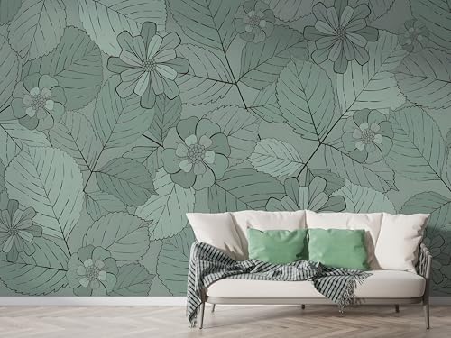 Wildblume Blatt Tapete, Botanisch Fototapete, Aquarell Wandpapier, Vliestapete Selbstklebende Wand Deko, Motivtapeten Schlafzimmer Wohnzimmer, 400x280 cm - F-246 Wildblume Blatt Tapete, Botanisch Fototapete, Aquarell Wandpapier, Vliestapete Selbstklebende Wand Deko, Motivtapeten Schlafzimmer Wohnzimmer, 400x280 cm - F-246 von Boceoey