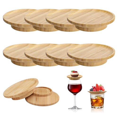 10 Stück Weinglas Topper Holz, 10cm Rund Cheeseboard Weinglas, Weinglastopper holz, Käseplatte Weinglas, Wine Glass Charcuterie Topper für Desserts, Gekochte Lebensmittel, Snacks, Früchte von Bocguy