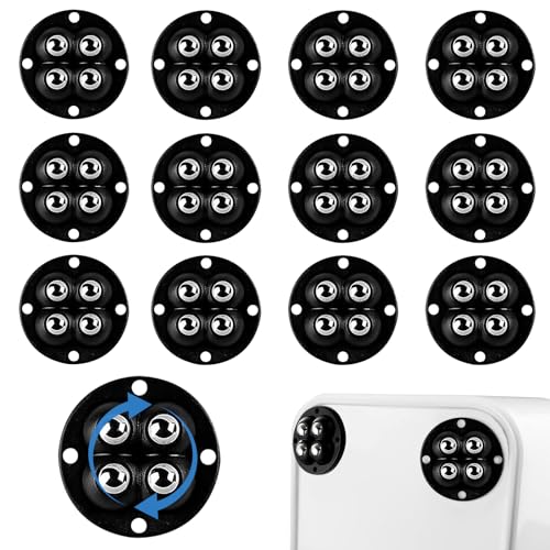 12 Stück Möbelrollen Klein, Selbstklebendes Mini Universalrad, 360° Drehbar Kugelrollen, Selbstklebend Starkes Rollenrad, Rollen für Möbel für Kleine Möbel, Mülleimer, Aufbewahrungsbox(Schwarz) von Bocguy