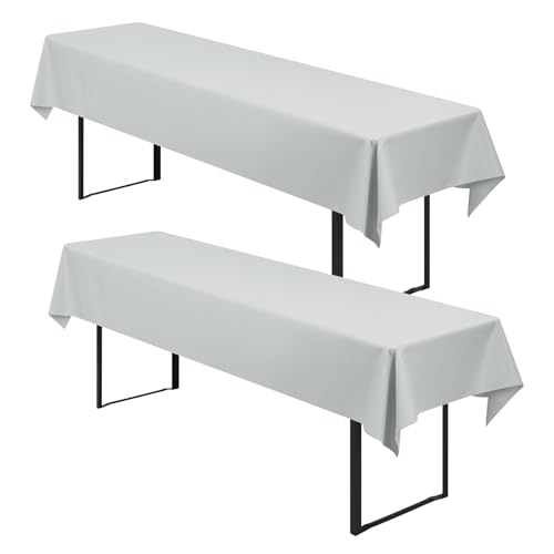2 Stück Biertisch Tischdecke, 100x250cm Biertische Hussen, Blickdichte Biertisch Bierzeltgarnitur Waschbar Biertischdecke, Tischdecke Bierzeltgarnitur Universal für Gartenbankett-Gartenmöbel, Weiß von Bocguy