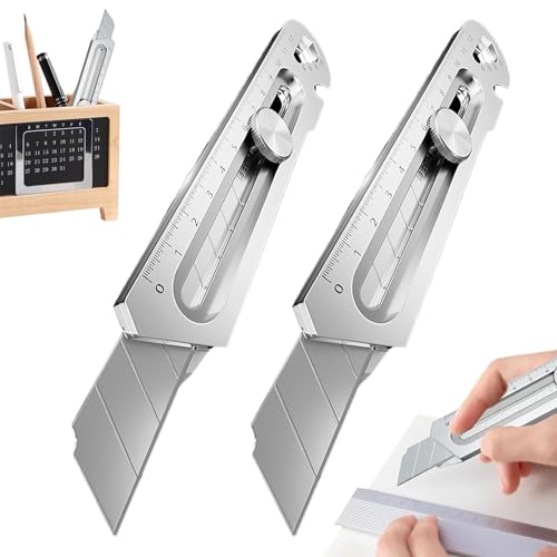 2 Stück Schweres Mehrzweck Gebrauchsmesser, Mehrzweck Cuttermesser Edelstahl, Multifunktionales Mehrzweck Teppichmesser Druckguss Cutter Messer, Silber 2 Stück Schweres Mehrzweck Gebrauchsmesser, Mehrzweck Cuttermesser Edelstahl, Multifunktionales Mehrzweck Teppichmesser Druckguss Cutter Messer, Silber von Bocguy