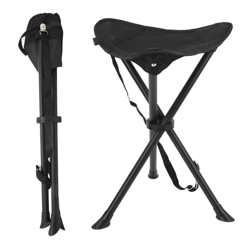 60cm Dreibeinhocker Fußhocker Campinghocker, Sitzstock Faltbar, Tragbarer Balkon Hocker mit Tragetasche, Camping Hocker, Tragbarer Klapphocker, Gartenhocker für Camping Angeln,Gartenarbeit -Schwarz 60cm Dreibeinhocker Fußhocker Campinghocker, Sitzstock Faltbar, Tragbarer Balkon Hocker mit Tragetasche, Camping Hocker, Tragbarer Klapphocker, Gartenhocker für Camping Angeln,Gartenarbeit -Schwarz von Bocguy