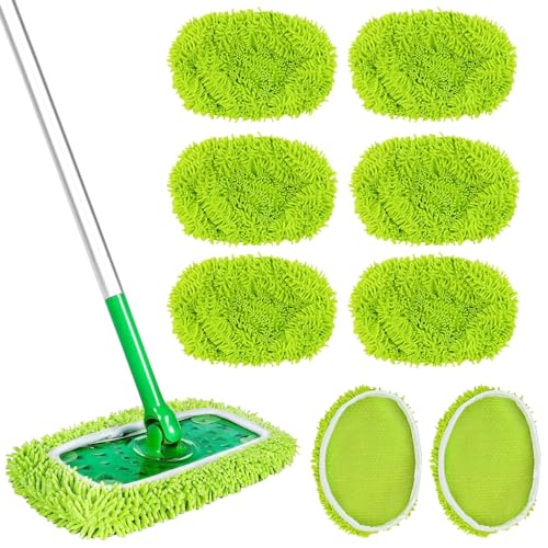 8 Stück Tücher für Swiffer Bodenwischer, Wiederverwendbar Hochwertige Mikrofaser und Chenille Tücher, Maschinenwaschbar, Nass- und Trockengebrauch von Bocguy