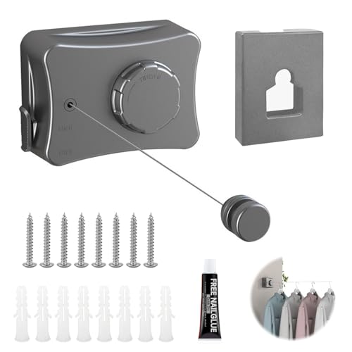 Ausziehbare Wäscheleine, 5.1 m Edelstahlseil Wäscheleine Ausziehbar Wand, Retractable Clothesline, Einziehbare Wäscheleine zum Einfahren für Trockene Kleidung Balkon, Waschküche Ausziehbare Wäscheleine, 5.1 m Edelstahlseil Wäscheleine Ausziehbar Wand, Retractable Clothesline, Einziehbare Wäscheleine zum Einfahren für Trockene Kleidung Balkon, Waschküche von Bocguy