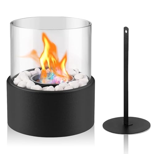 Bioethanol Tischkamin Tischfeuer, Ethanol Kamin Indoor, Bioethanol Tischkamin, Tisch Feuer mit Deko Steine und Löschhilfe Bio Ethanol Kamin Indoor & Outdoor Zum Heizen für Terrasse Balkon Garten Deko von Bocguy