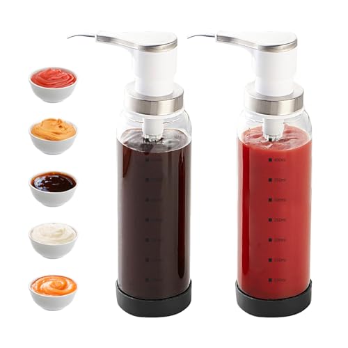 Bocguy 2 Stück Ketchup Spender, 500ml Soßenspender, Glas Dosierflasche, Saucenspender, Kaffeesirupspender Auslaufsicher für Ketchup, Honig, Sirup, Öl, Gewürze, Salatdressings Bocguy 2 Stück Ketchup Spender, 500ml Soßenspender, Glas Dosierflasche, Saucenspender, Kaffeesirupspender Auslaufsicher für Ketchup, Honig, Sirup, Öl, Gewürze, Salatdressings von Bocguy