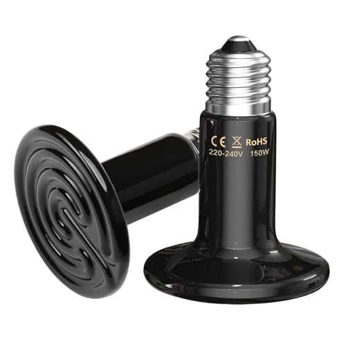Bocguy 2Pcs Keramik-Wärmestrahler, 150W Reptilien-Wärmelampe,Keramik Reptilien Wärmelampe,Wärmelampe Terrarium,Keramik Heat Emitter Für Reptilien,Schlangen, Hühner, Hunde, Katzen,Eidechsen von Bocguy
