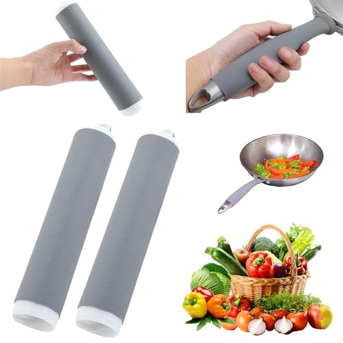 Bocguy 2pcs Silicone Pot Handle Cover, Heat Resistant Pan Handle Sleeve Silicone Handle Holder, Silicone Thermal Insulation Handle Cover for Various Cookware, M von Bocguy