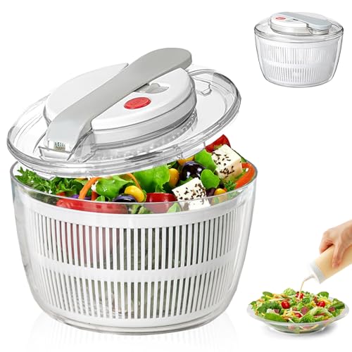 Bocguy 3 Liter Salatschleuder, Salatschleuder mit Deckel, Kunststoff Salad Spinner zum Waschen und Trocknen von Salat, Gemüse und Obst (Weiß) von Bocguy