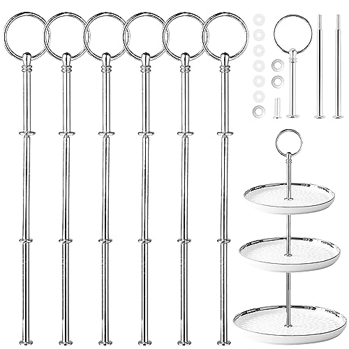 Bocguy 6 Pack Etageren Stangen Set Silber Vintage Metallstange Etageren Stangen Silber 6 Sets Etagere Bausatz für Geburtstag Hochzeitstorte Tortenständer 3 Etagen (Platte Nicht enthalten) von Bocguy