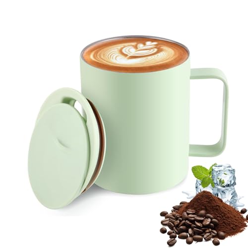 Bocguy Kaffeebecher 400 ml, Thermobecher mit Henkel, Doppelwandiges Vakuum Kaffee und Teetasse aus Edelstahl mit Schiebemoduldeckel, Kaffeetasse Hält Getränke Länger Heiß, Grün Bocguy Kaffeebecher 400 ml, Thermobecher mit Henkel, Doppelwandiges Vakuum Kaffee und Teetasse aus Edelstahl mit Schiebemoduldeckel, Kaffeetasse Hält Getränke Länger Heiß, Grün von Bocguy