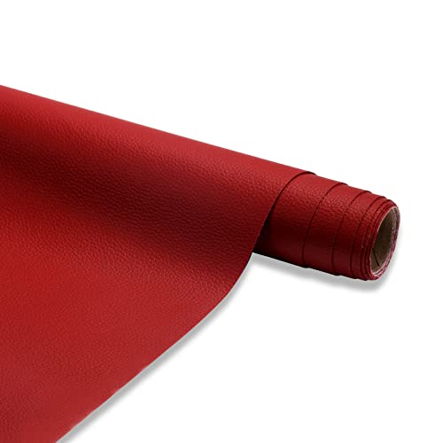 Bocguy Kunstleder Selbstklebend 60 X 120 cm, Leder Patch Selbstklebend, Leder Reparatur Patch PU Lederreparaturband für Sofas, Handtaschen, Jacken, Autositze, Möbel Leder, Rot von Bocguy