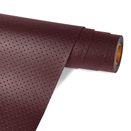 Bocguy Kunstleder selbstklebend mit Poren-Struktur, Lederflicken selbstklebend, Leder Reparatur Set Kunstleder Reparaturset für Autositze Bürostuhl Sofa, Braun, 40 X 150 cm von Bocguy