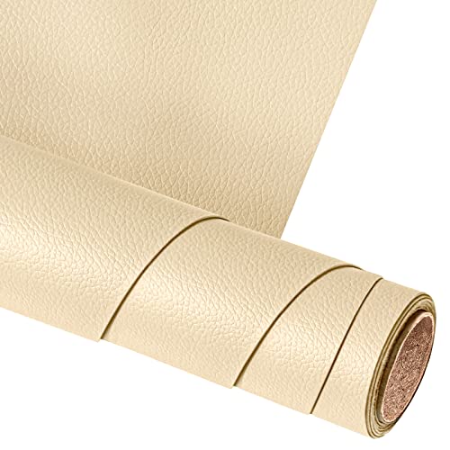 Bocguy Leder Reparatur Set Kunstleder Selbstklebend, 60 x 300 cm Lederflicken Selbstklebend Kunstleder Reparaturset, für Bürostuhl Kopfteile Sofa, Beige von Bocguy