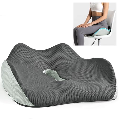 Bocguy OrthopäDisches Sitzkissen, Ergonomisches Hämorrhoiden Sitzkissen, Memory Foam Steißbeinkissen, Steißbein Entlastung Schaumstoff Memory Foam für Bürostuhl, Autositzkissen, Rollstuhlsitz von Bocguy